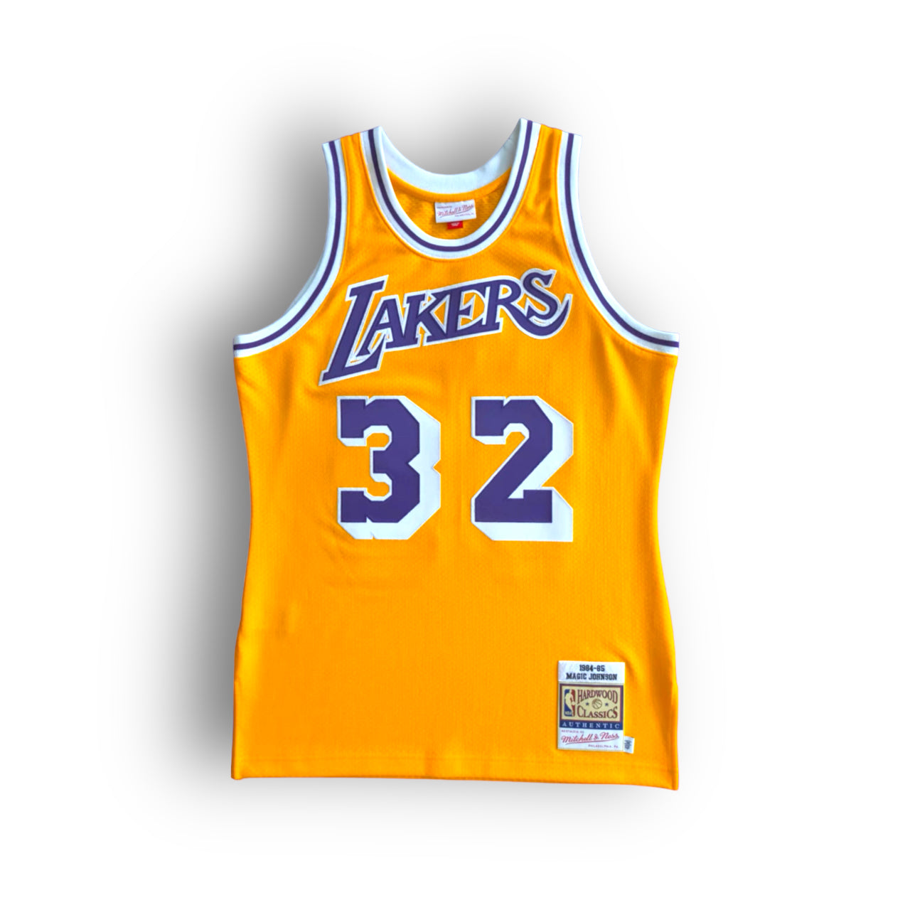 Magic Johnson 1984 1985 Los Angeles Lakers Home Authentic Mitchell N