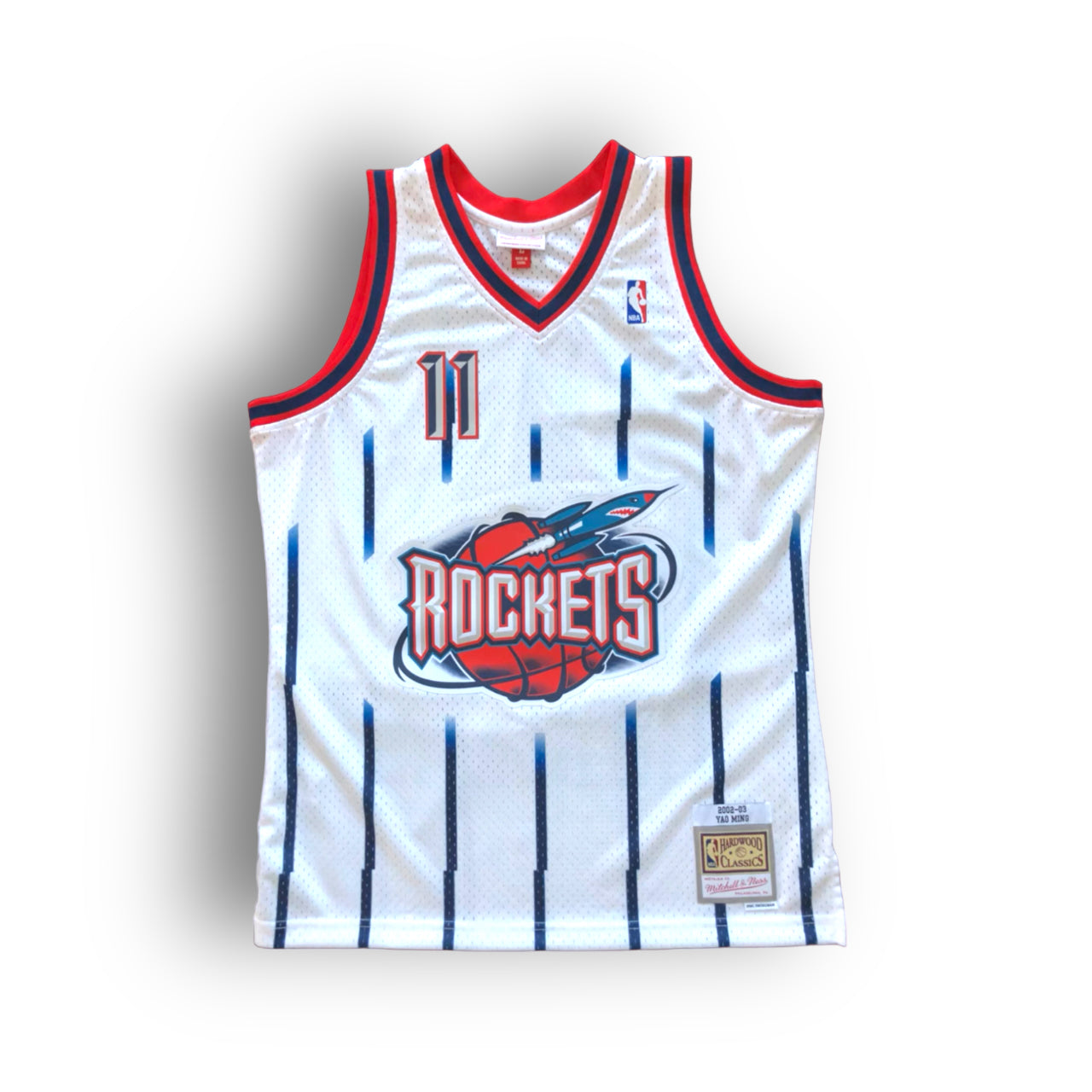 Yao Ming 2002-2003 Houston Rockets Home Rookie Season Mitchell & Ness Swingman Jersey - White/Silver - Hoop Jersey Store