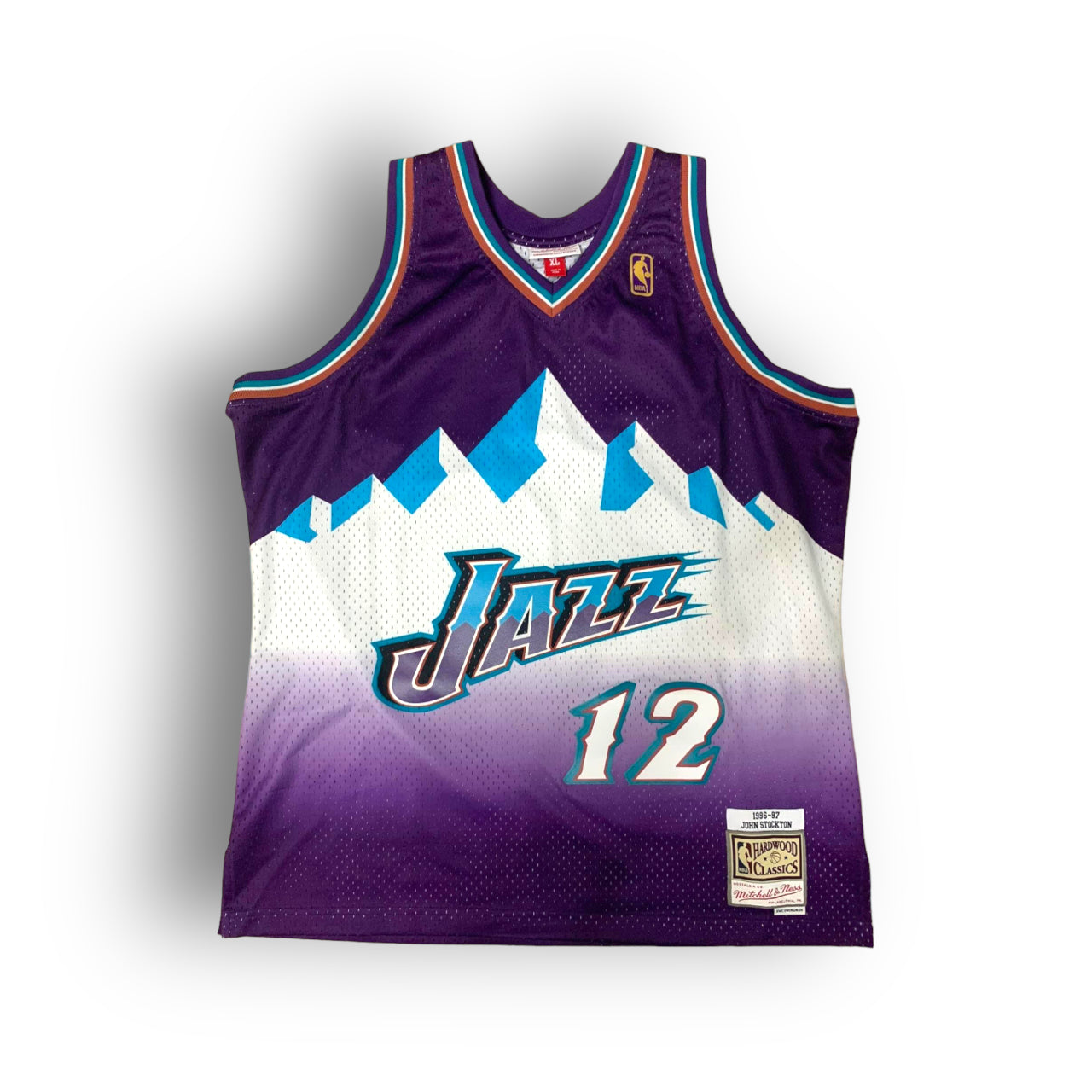 John Stockton 1996-1997 Utah Jazz Away Mitchell & Ness Swingman Jersey - Purple - Hoop Jersey Store