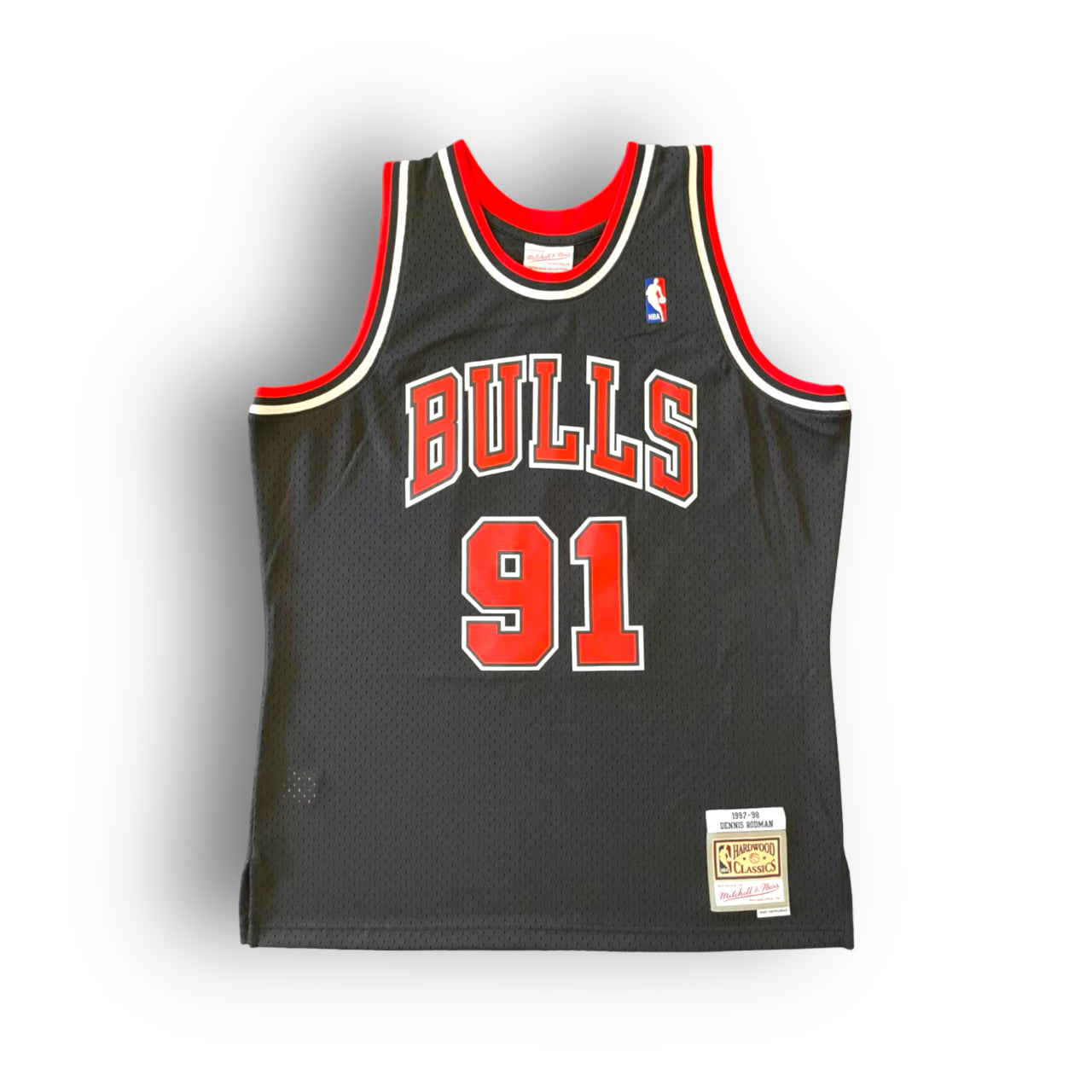 Dennis Rodman 1997-1998 Chicago Bulls Alternate Mitchell & Ness Swingman Jersey - Black - Hoop Jersey Store