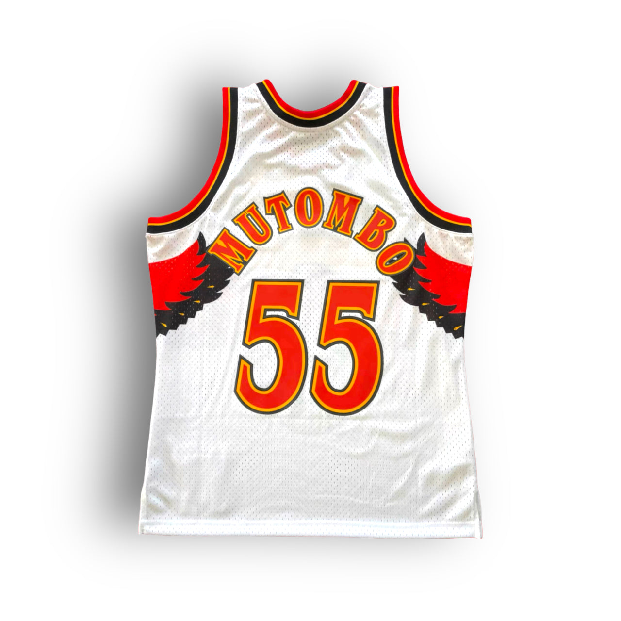 Dikembe Mutombo 1996-1997 Atlanta Hawks Home Mitchell & Ness Swingman Jersey - White - Hoop Jersey Store