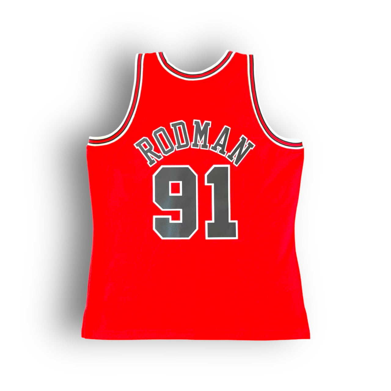 Dennis Rodman 1997-1998 Chicago Bulls Away Mitchell & Ness Swingman Jersey - Red - Hoop Jersey Store