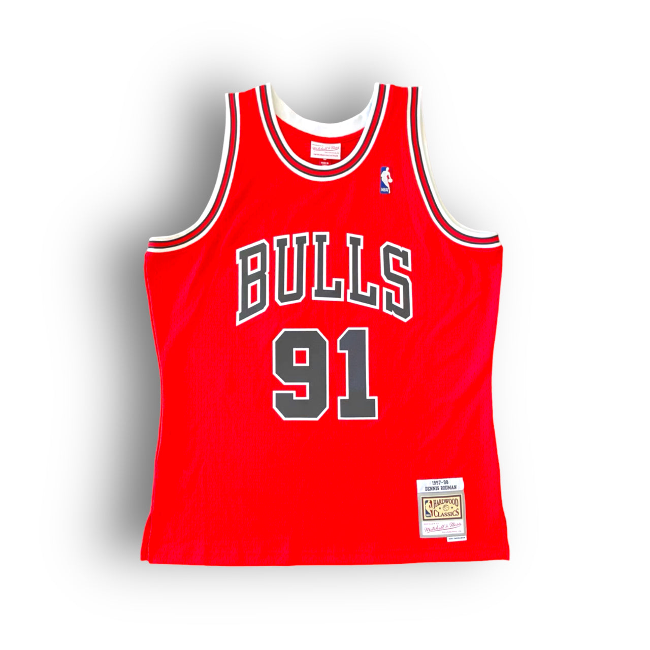 Dennis Rodman 1997-1998 Chicago Bulls Away Mitchell & Ness Swingman Jersey - Red - Hoop Jersey Store