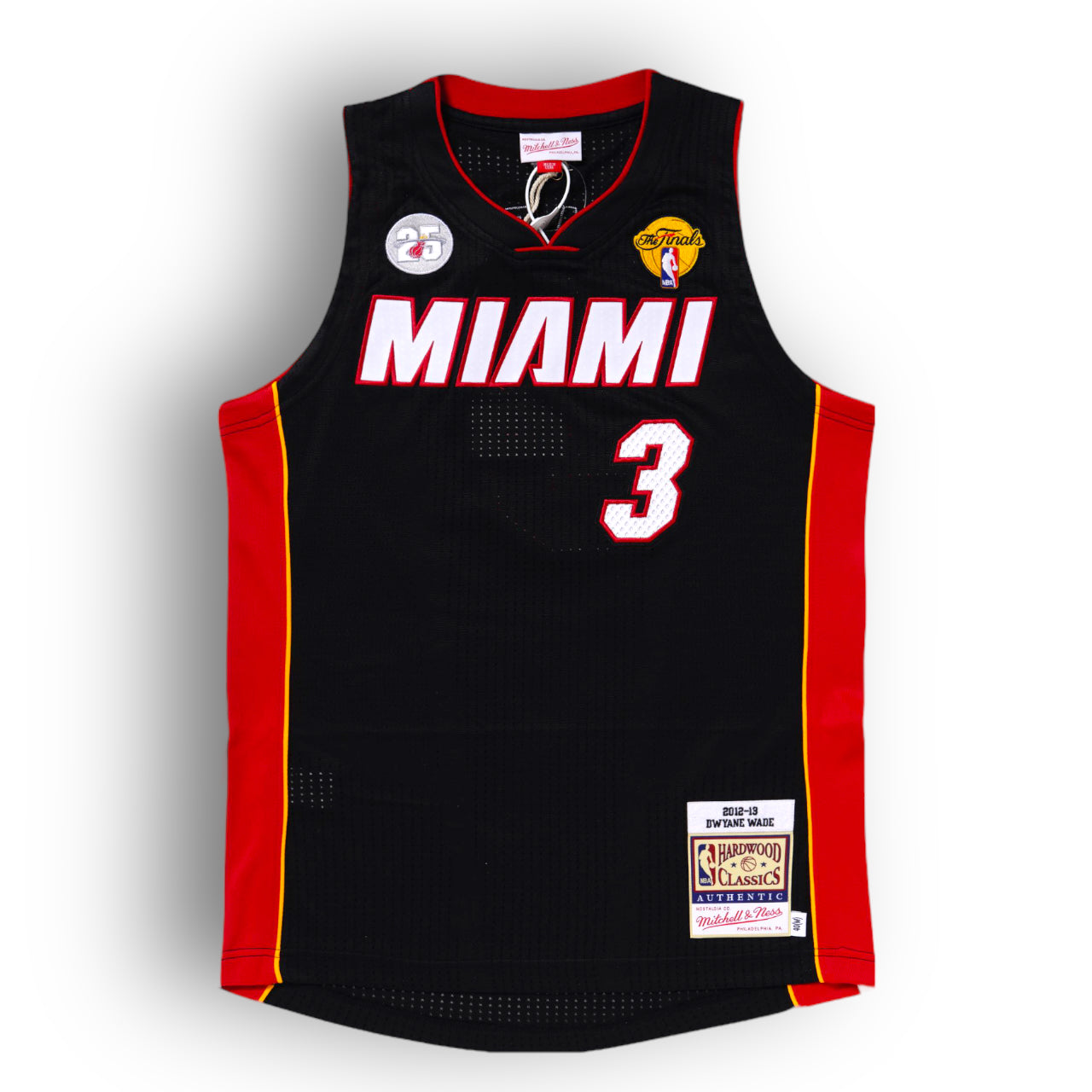 Mitchell and Ness Dwyane Wade Miami Heat 2013 NBA Finals Away Authentic Jersey - Black - Hoop Jersey Store