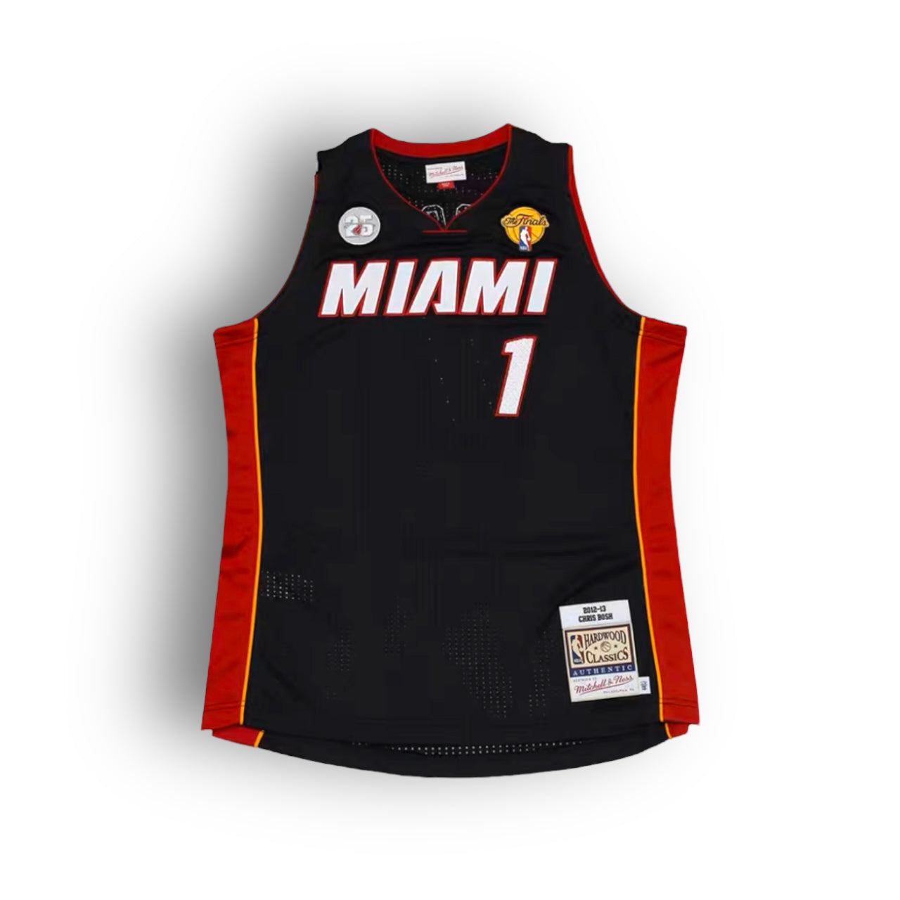 Mitchell and Ness Chris Bosh Miami Heat 2013 NBA Finals Away Authentic Jersey - Black - Hoop Jersey Store