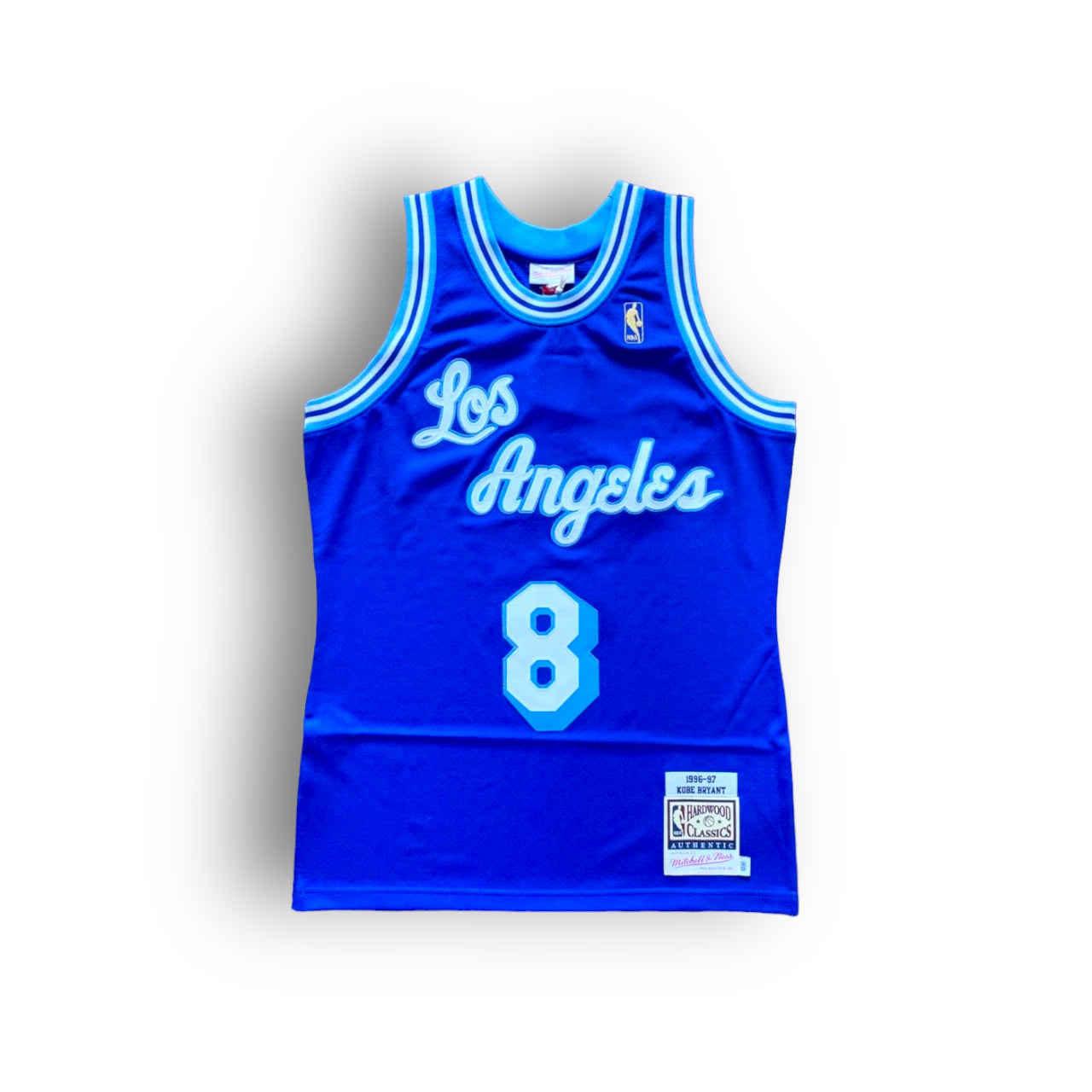 Mitchell and Ness Kobe Bryant Los Angeles Lakers 1996-1997 Hardwood Classic NBA 50th Anniversary Authentic Jersey - Blue #8 - Hoop Jersey Store