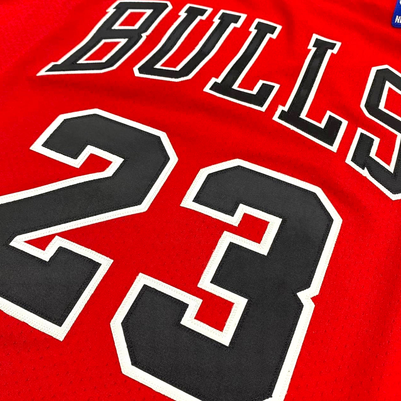 Mitchell & Ness Michael Jordan 95-96 Chicago Bulls 23 "NBA Final" Away Authentic Jersey - Red - Hoop Jersey Store