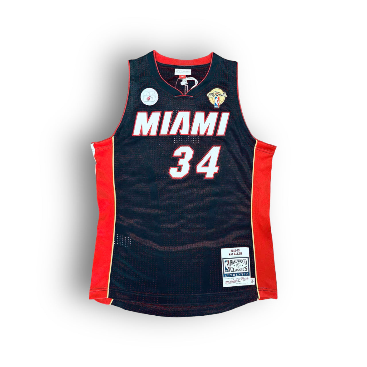 Mitchell and Ness Ray Allen Miami Heat 2013 NBA Finals Away Authentic Jersey - Black - Hoop Jersey Store