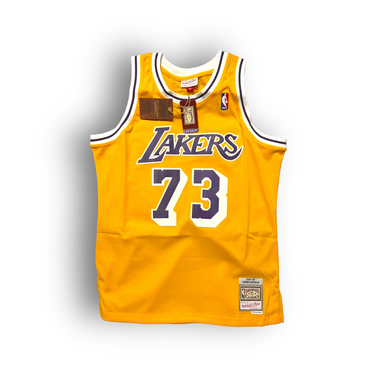 Dennis Rodman Los Angeles Lakers 1998-1999 Hardwood Classic Home Mitchell & Ness Swingman Jersey - Yellow