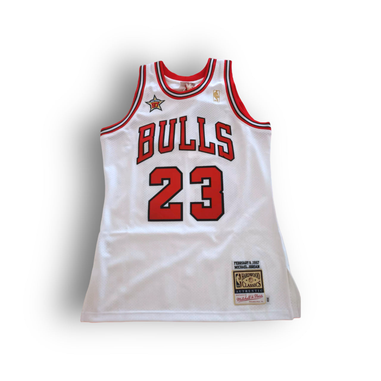 Mitchell & Ness Michael Jordan 95-96 Chicago Bulls 23 "NBA Final" Home Authentic Jersey - White - Hoop Jersey Store