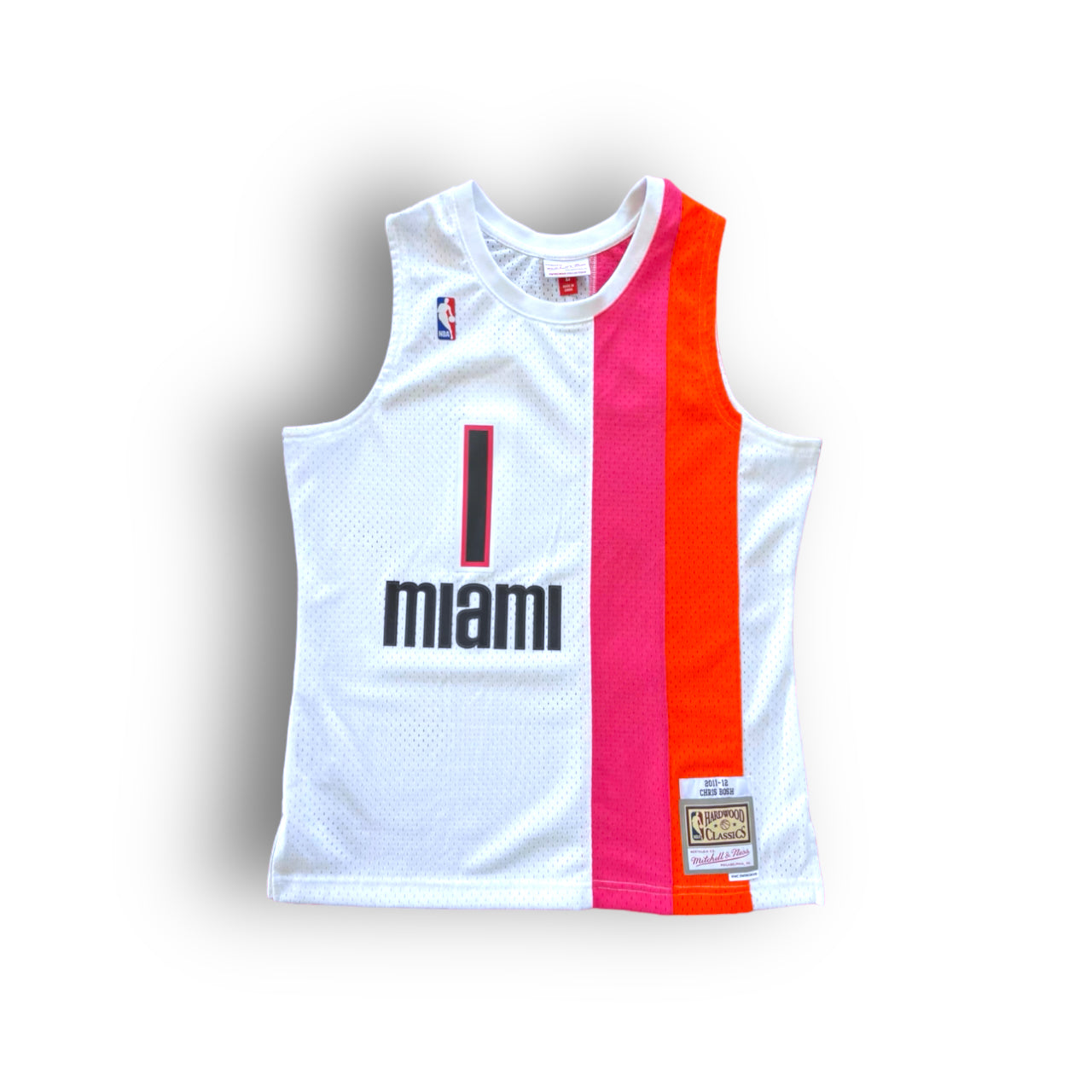 Mitchell and Ness Chris Bosh Miami Heat 2011-2012 Hardwood Classic Edition Swingman Jersey - White/Pink - Hoop Jersey Store