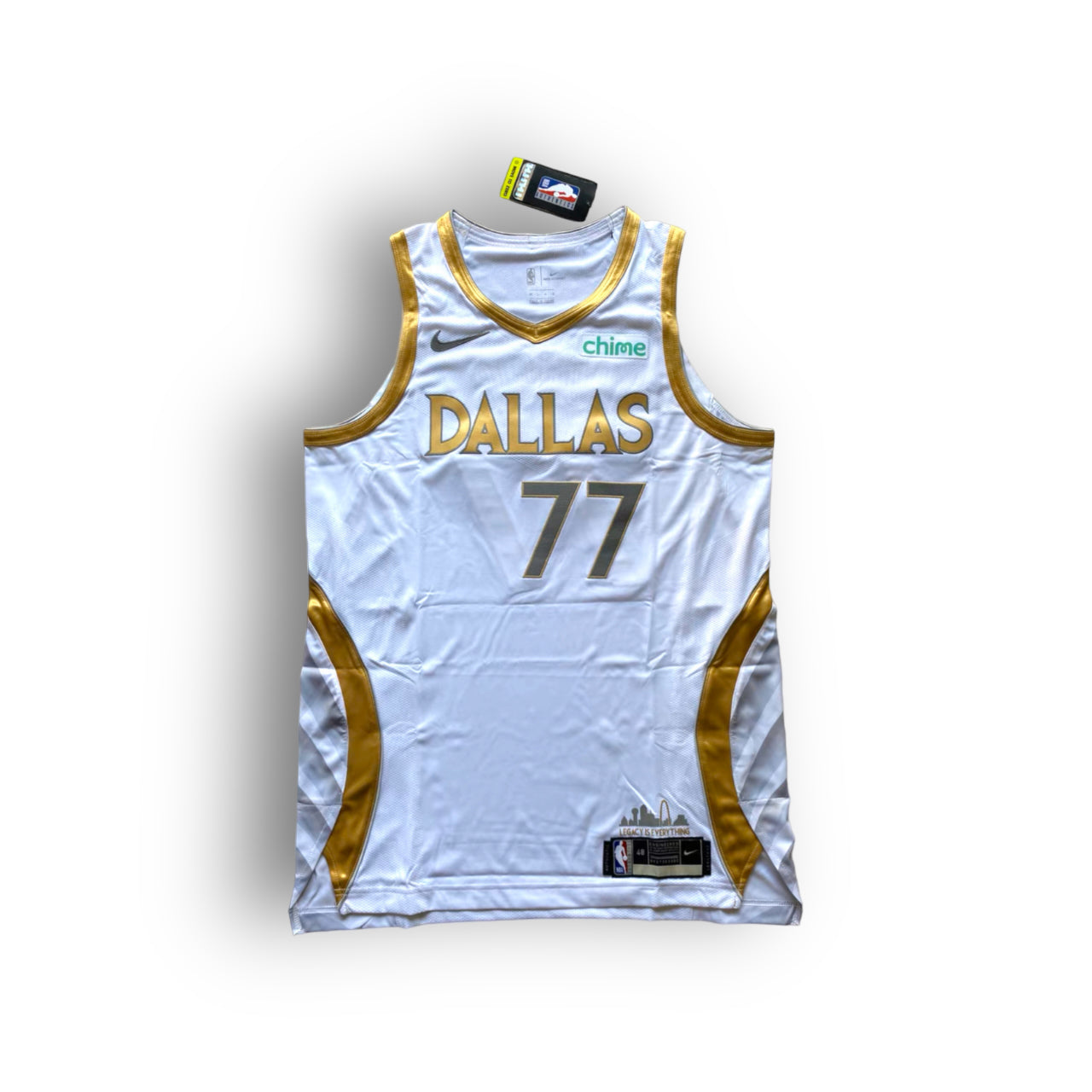 Luka Doncic Dallas Mavericks 2020-2021 City Edition Nike Authentic Jersey - White/Gold (with "Chime Patch") - Hoop Jersey Store