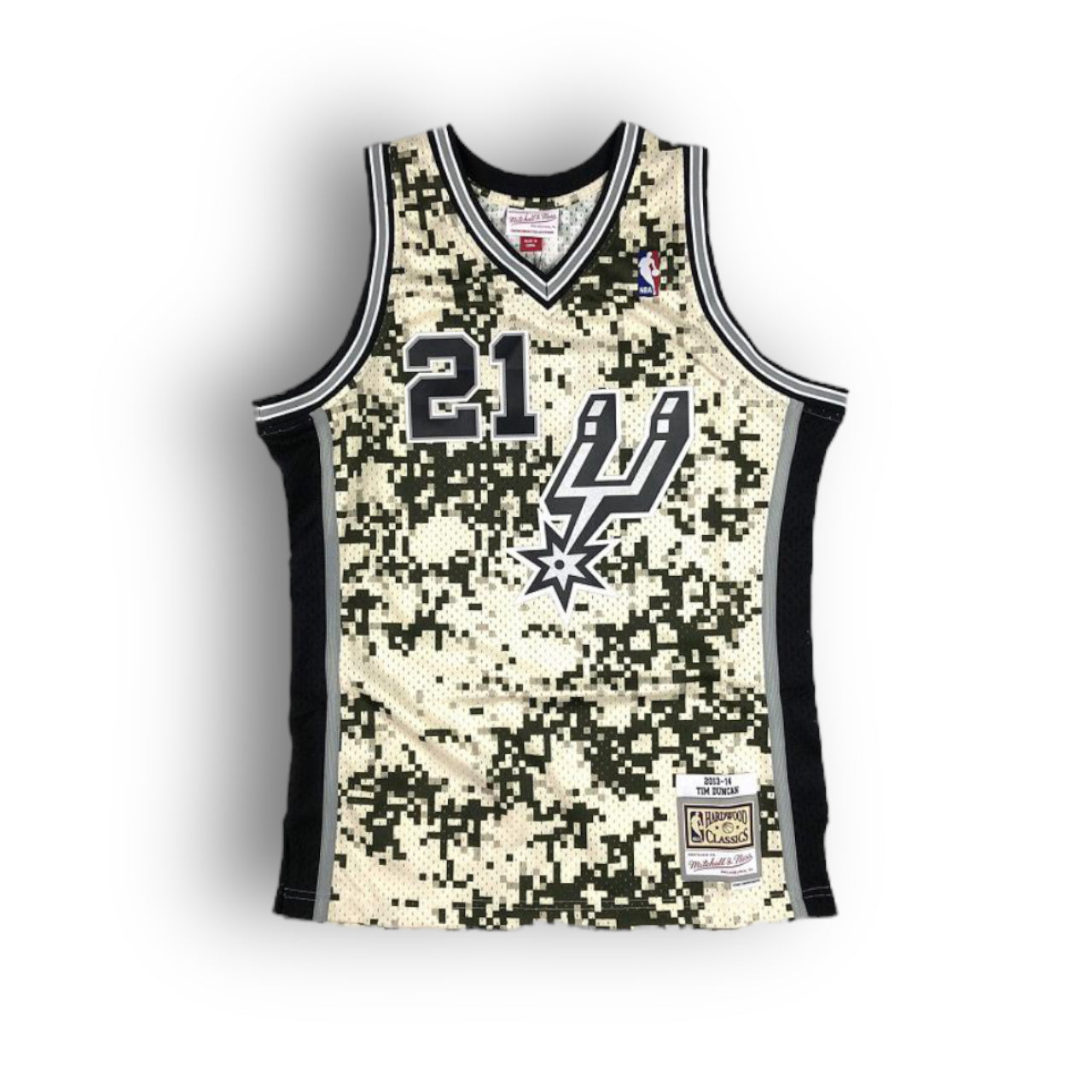 Tim Duncan San Antonio Spurs 2013-2014 Camo Hardwood Classic Alternate Mitchell & Ness Swingman Jersey- Camo