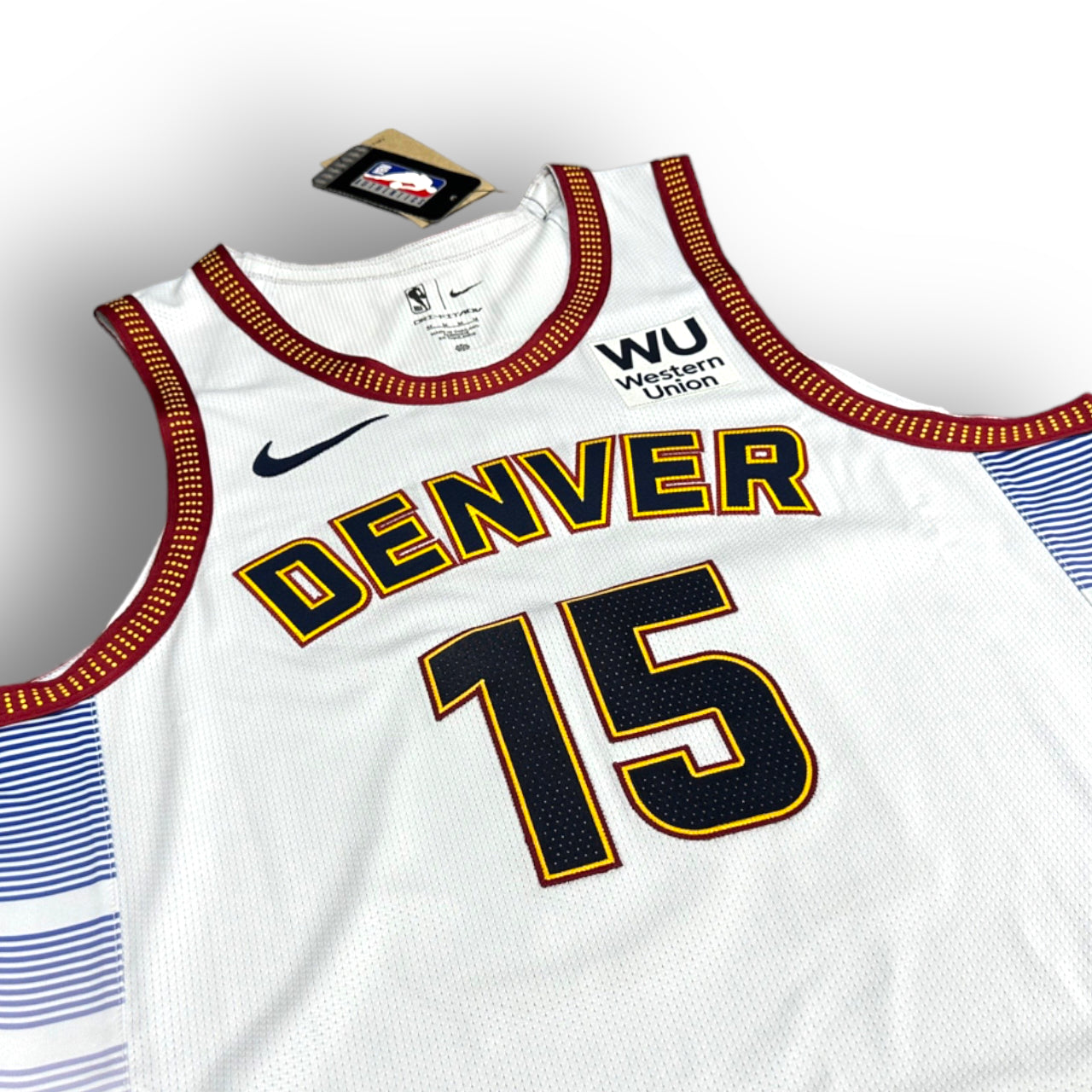 Nikola Jokic Denver Nuggets 2022-2023 City Edition Nike Authentic Jersey - White (with "Western Union Patch") - Hoop Jersey Store
