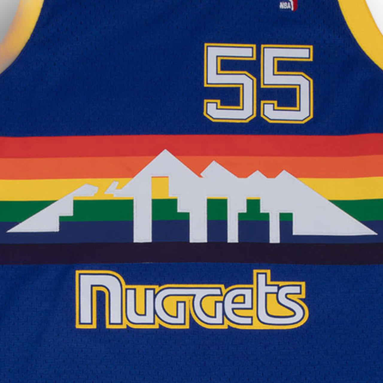 Dikembe Mutombo 1991-1992 Denver Nuggets Away Mitchell & Ness Swingman Jersey - Rainbow/Blue - Hoop Jersey Store